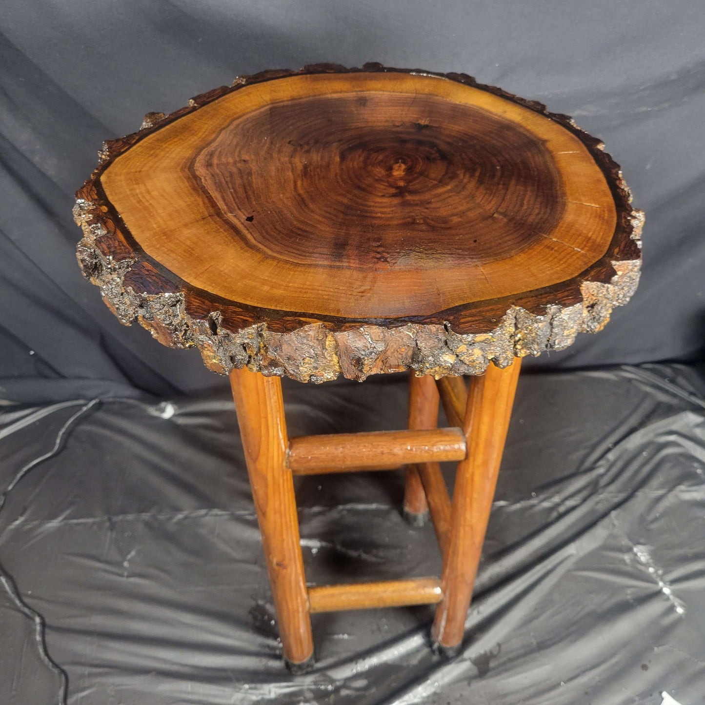Rustic Live Edge Black Walnut Stool 13"W x 21"H