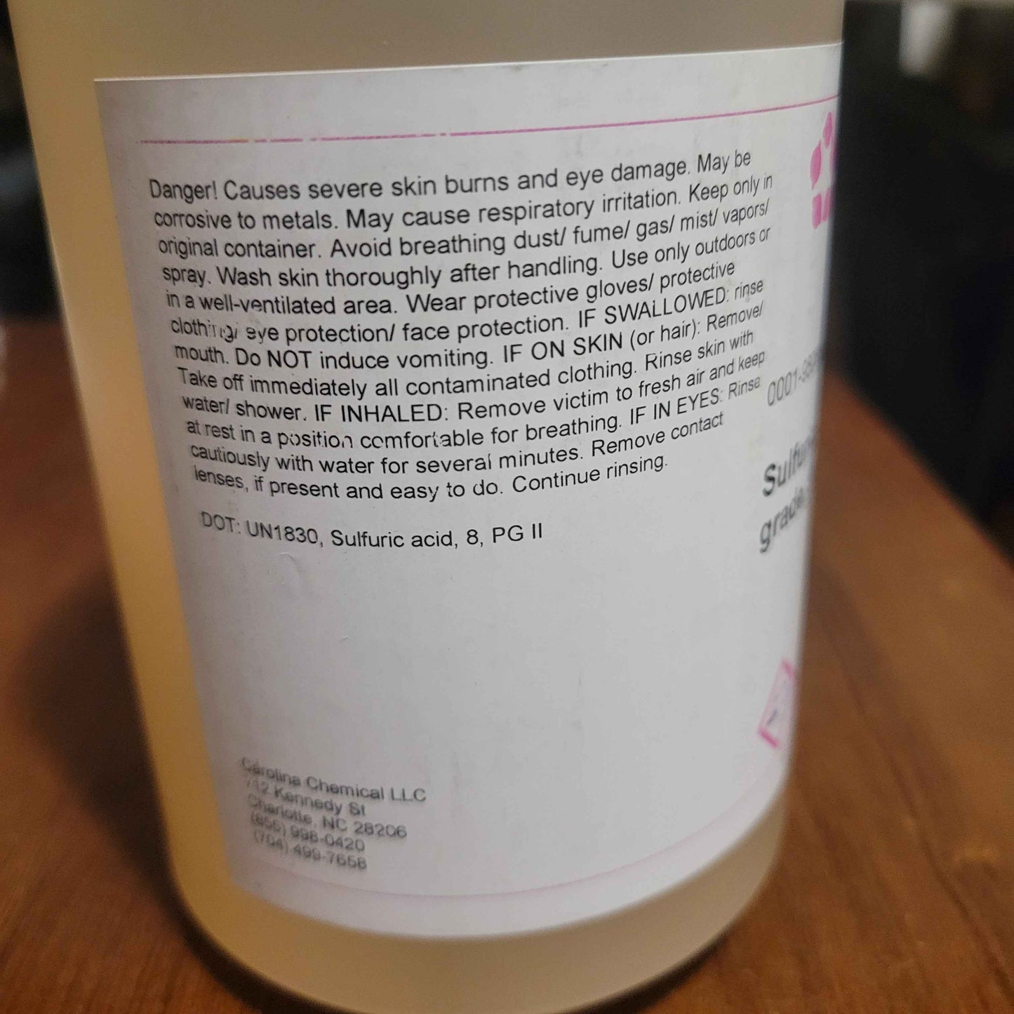 950ml Sulfuric Acid H2SO4 95-98% Purity Lab Grade - Invictus Supply Co.