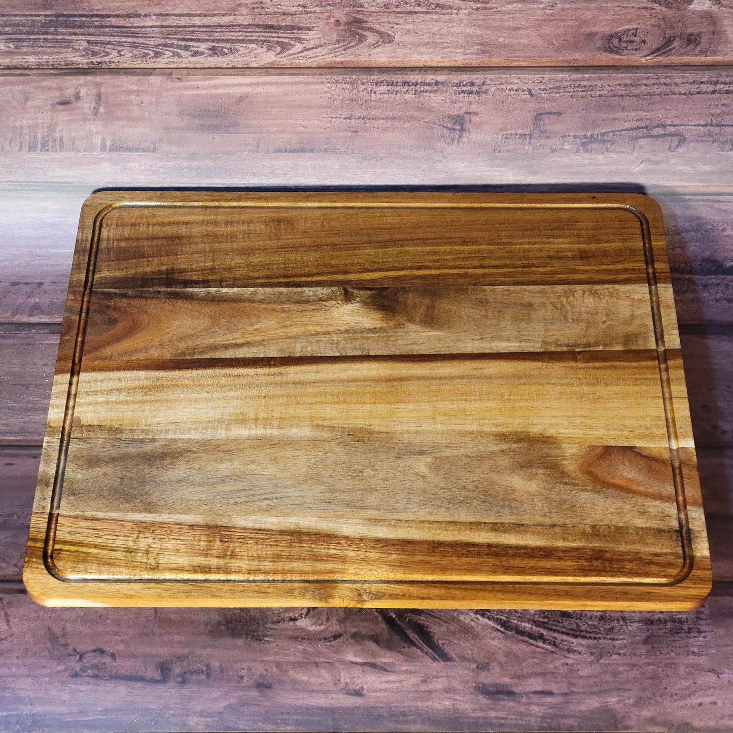 Fine Acacia Wood 18"w x 14"h Cutting/Serving/Charcuterie Board w/ Juice Grooves - Invictus Supply Co.