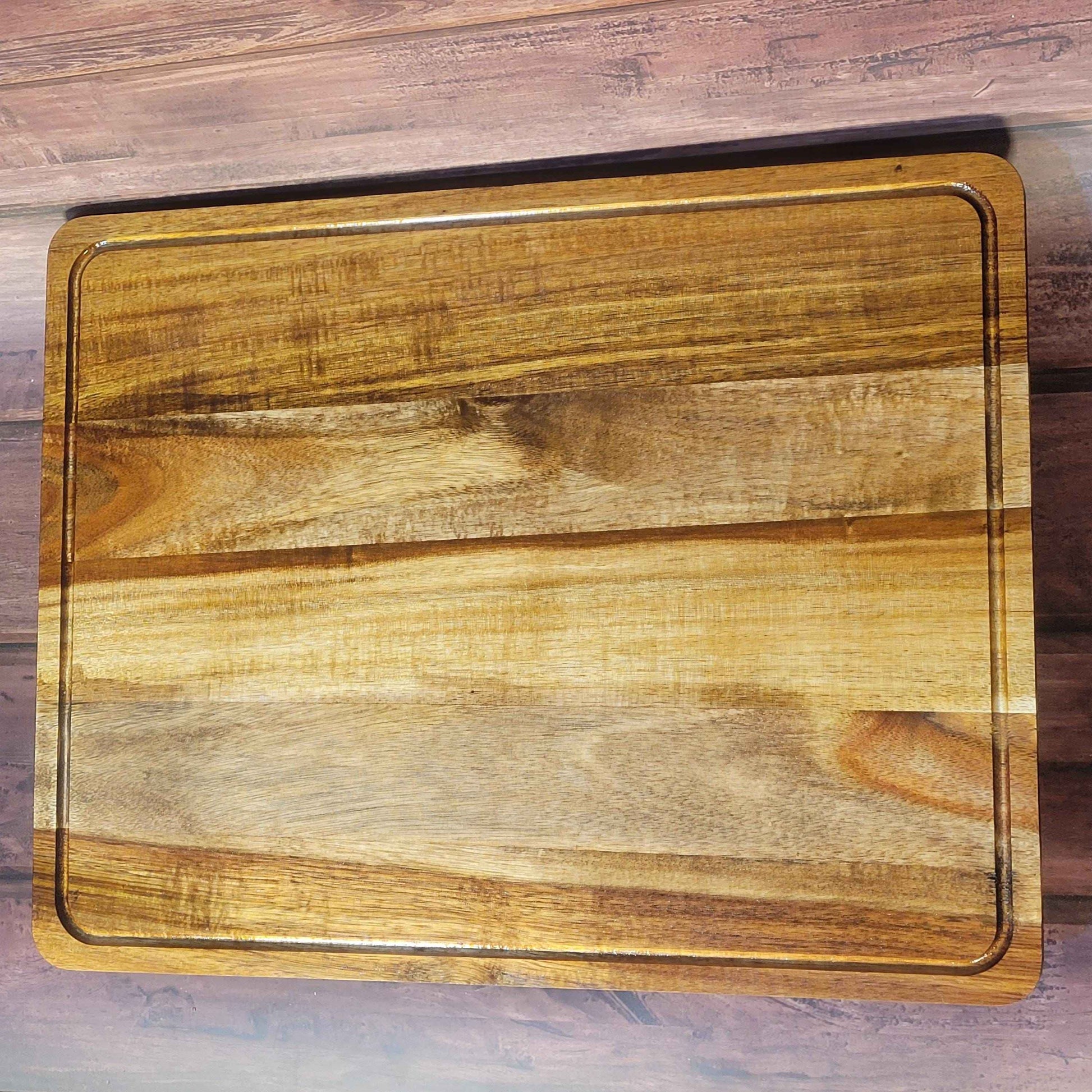 Fine Acacia Wood 18"w x 14"h Cutting/Serving/Charcuterie Board w/ Juice Grooves - Invictus Supply Co.