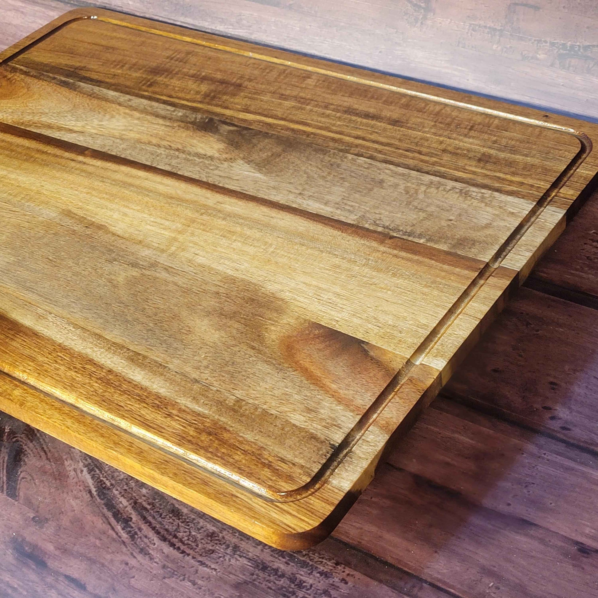 Fine Acacia Wood 18"w x 14"h Cutting/Serving/Charcuterie Board w/ Juice Grooves - Invictus Supply Co.