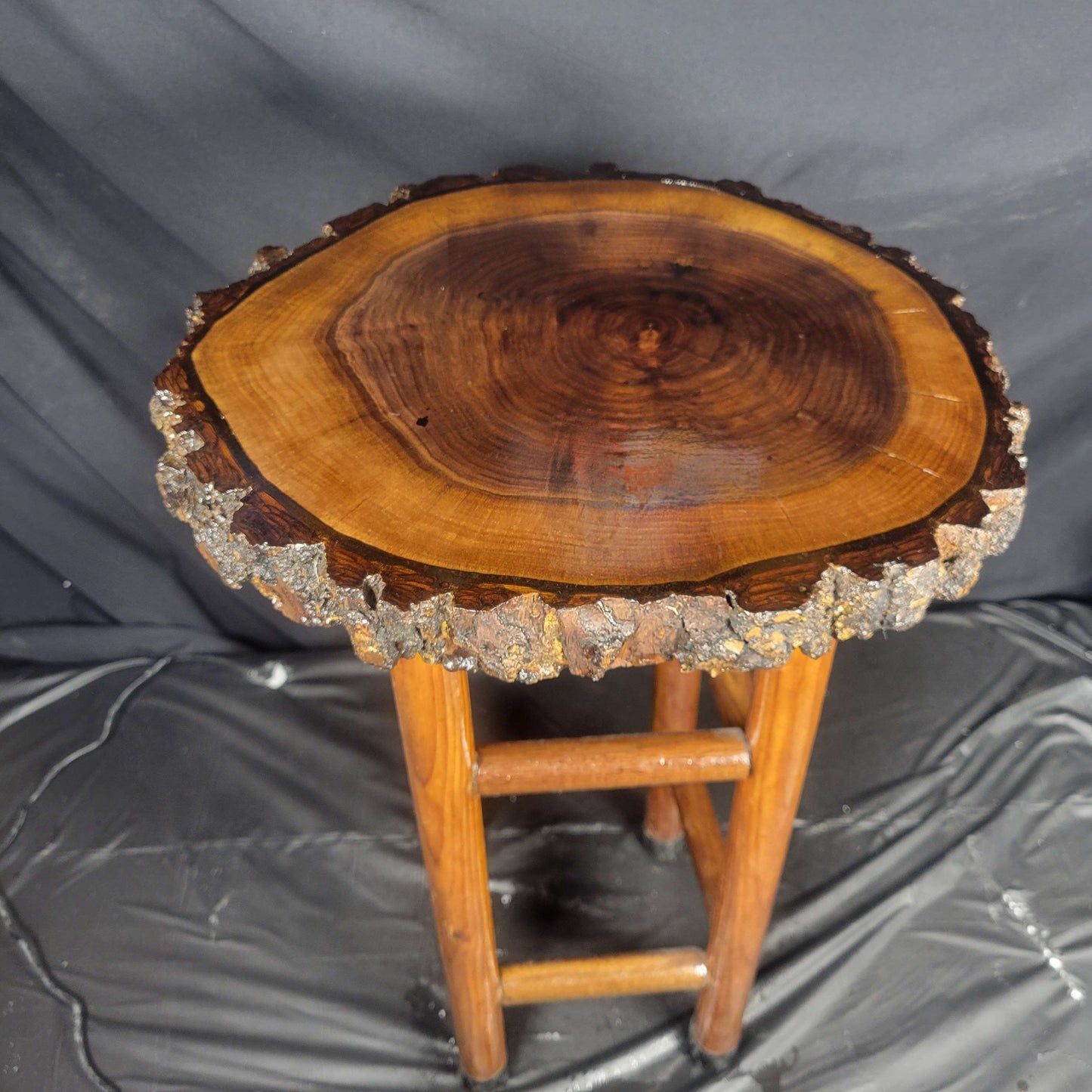 Rustic Live Edge Black Walnut Stool 13"W x 21"H