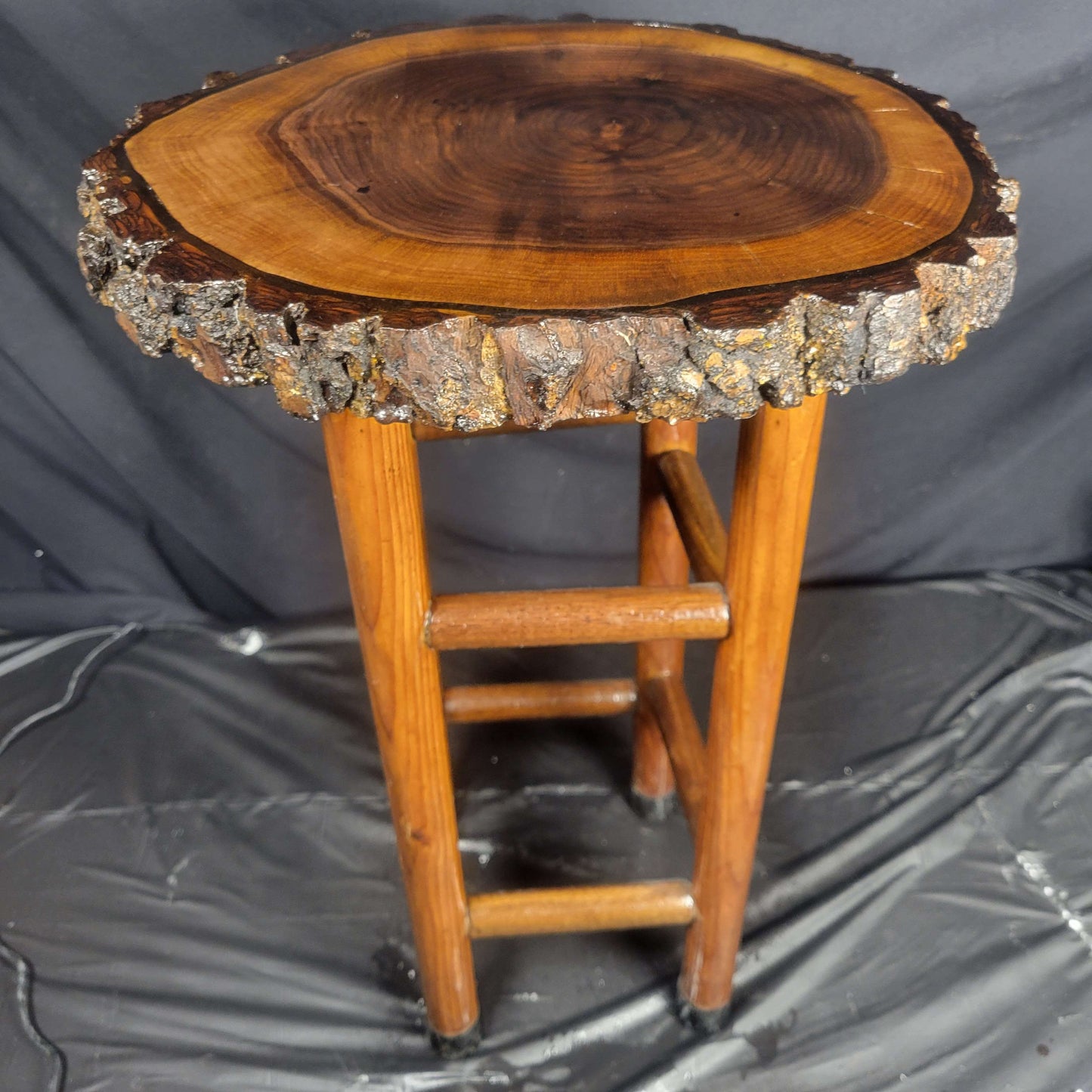 Rustic Live Edge Black Walnut Stool 13"W x 21"H