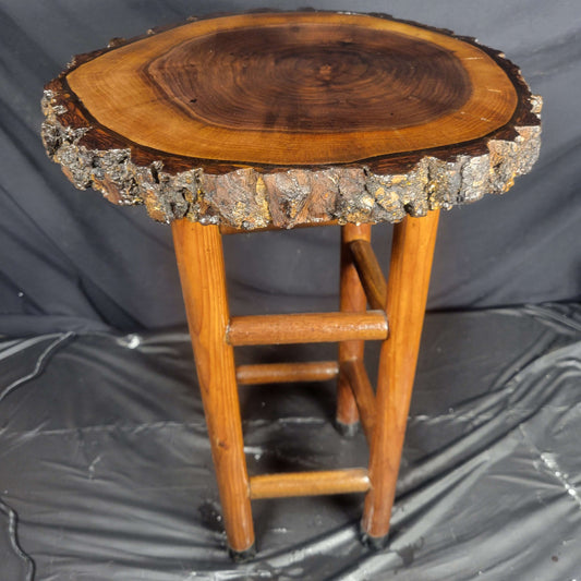 Rustic Live Edge Black Walnut Stool 13"W x 21"H