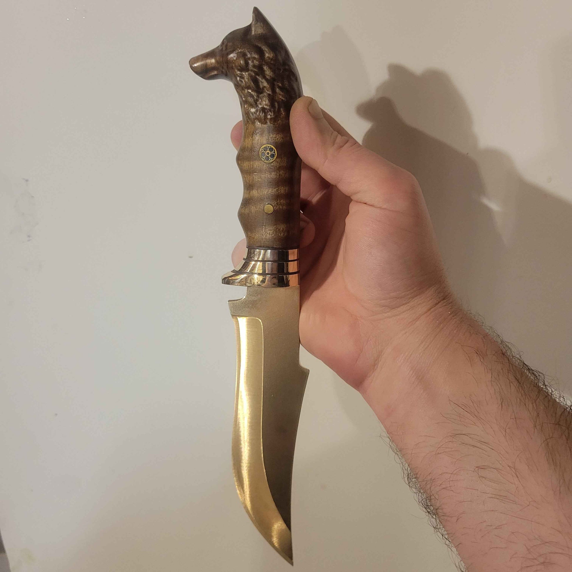 24K Gold Plated Hunting Knife W/ Leather Sheath & Velvet Display Case - Invictus Supply Co.