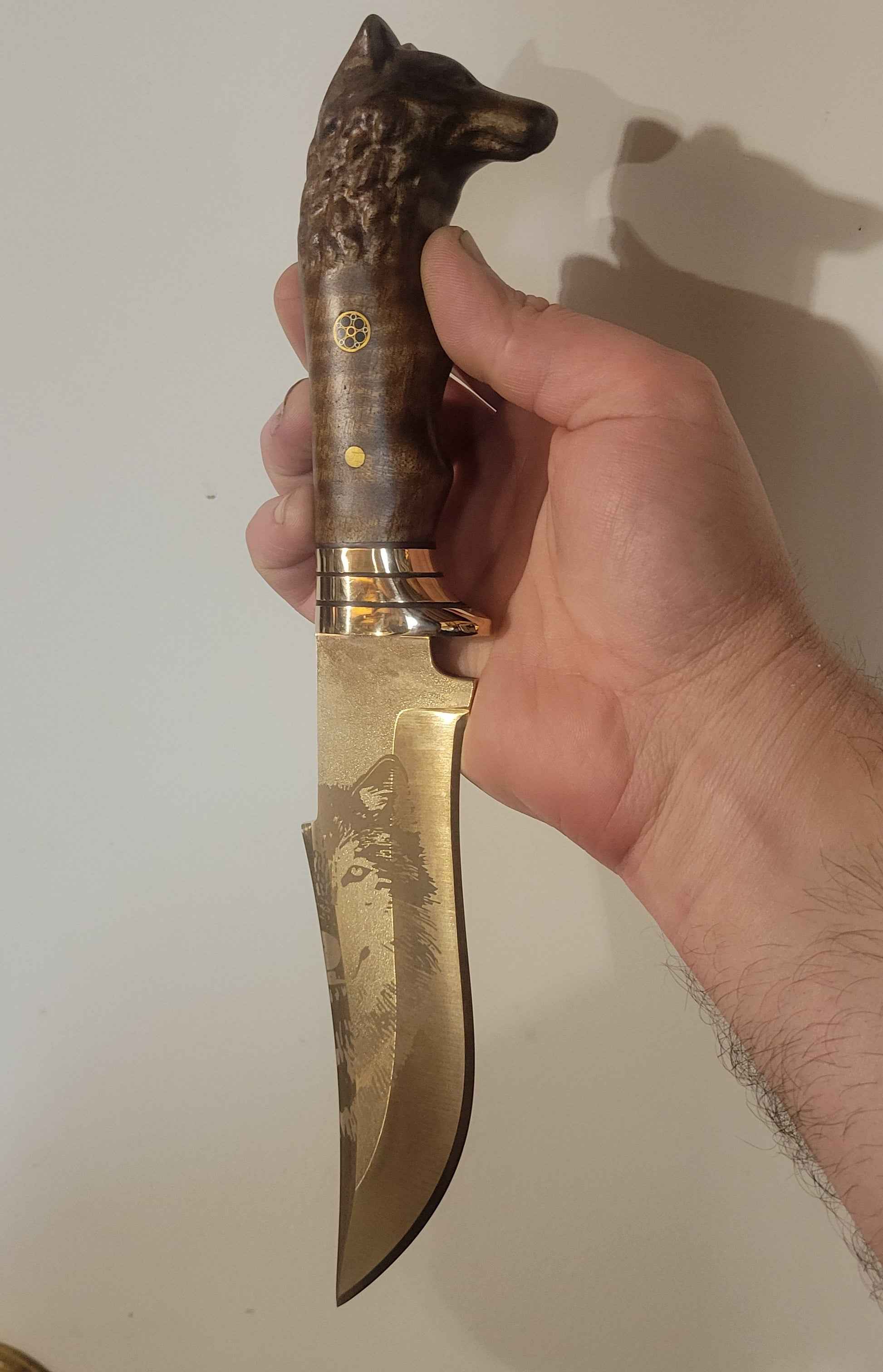 24K Gold Plated Hunting Knife W/ Leather Sheath & Velvet Display Case - Invictus Supply Co.