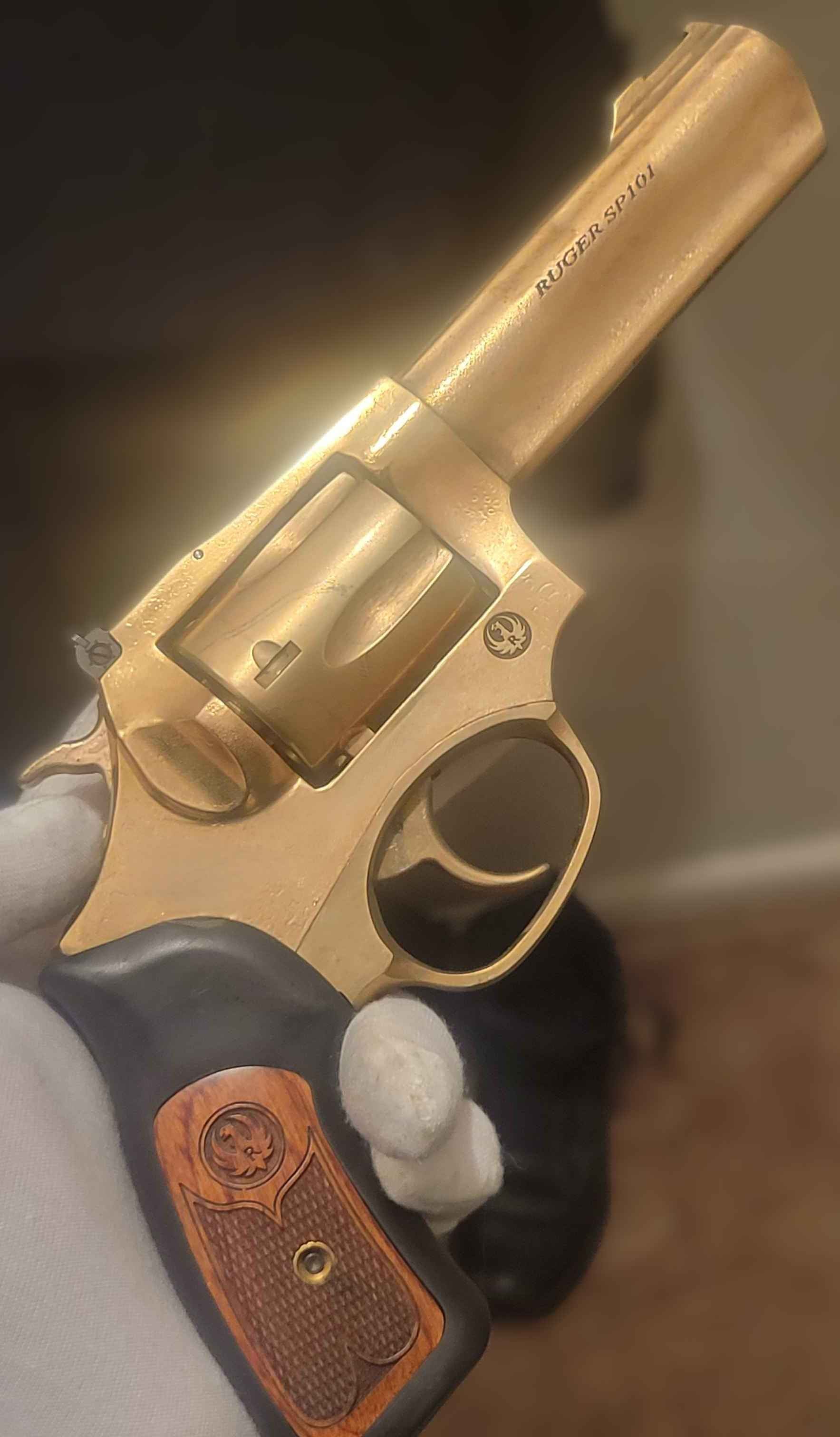 One-of-a-Kind 24K Gold-Plated Ruger SP101 .357 Magnum Revolver - Invictus Supply Co.