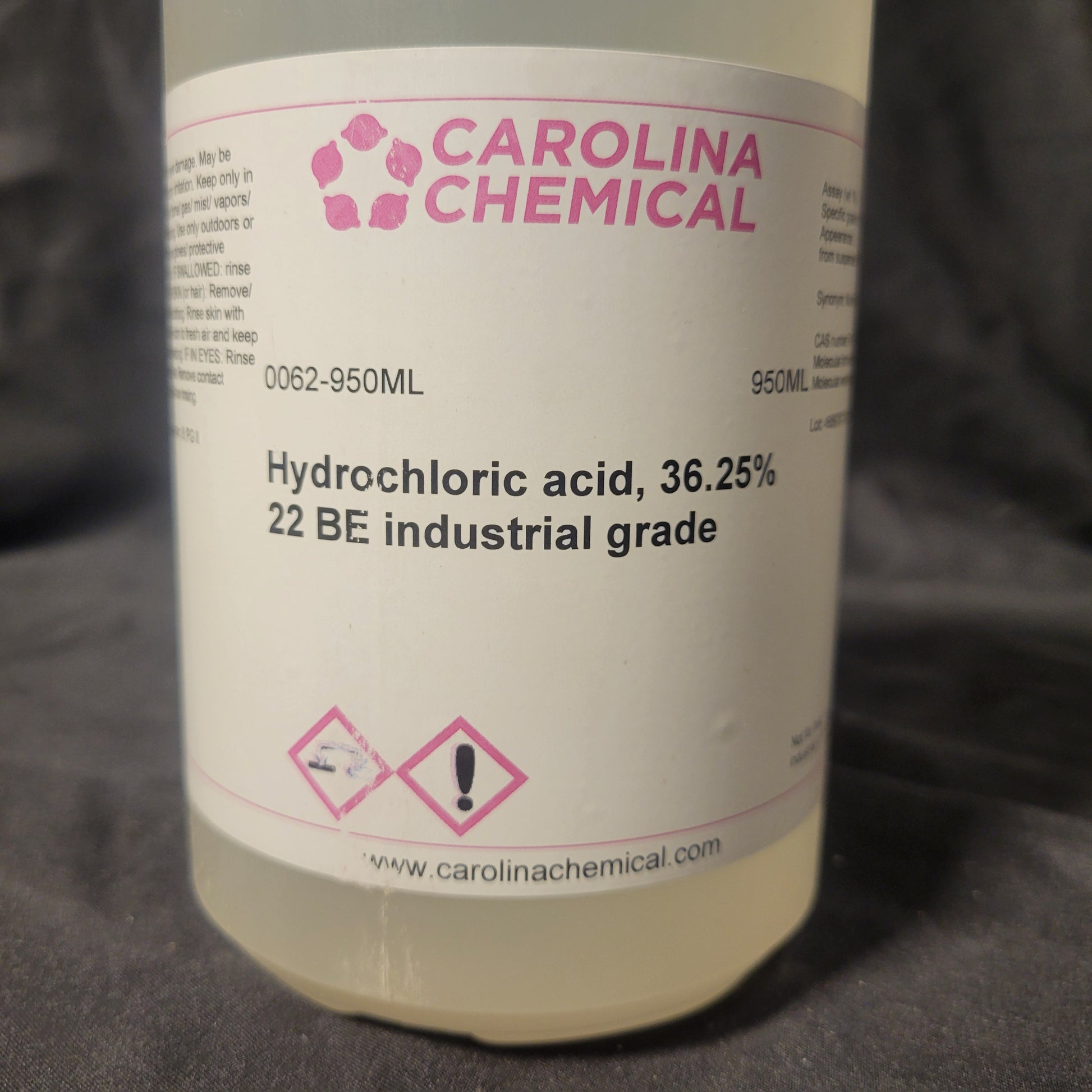950ml Hydrochloric Acid Industrial Grade (36.25%) - Invictus Supply Co.