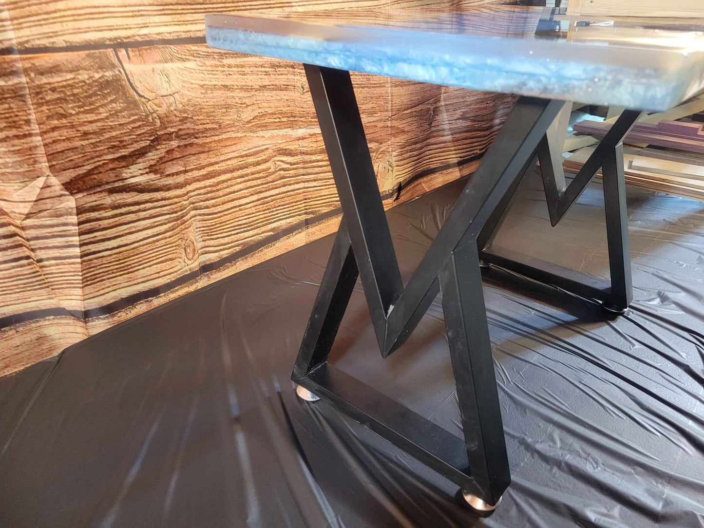 Fine Red Cedar Epoxy River Table 24"L x 16"W x 17"H w/ Steel Legs - Made in USA! - Invictus Supply Co.