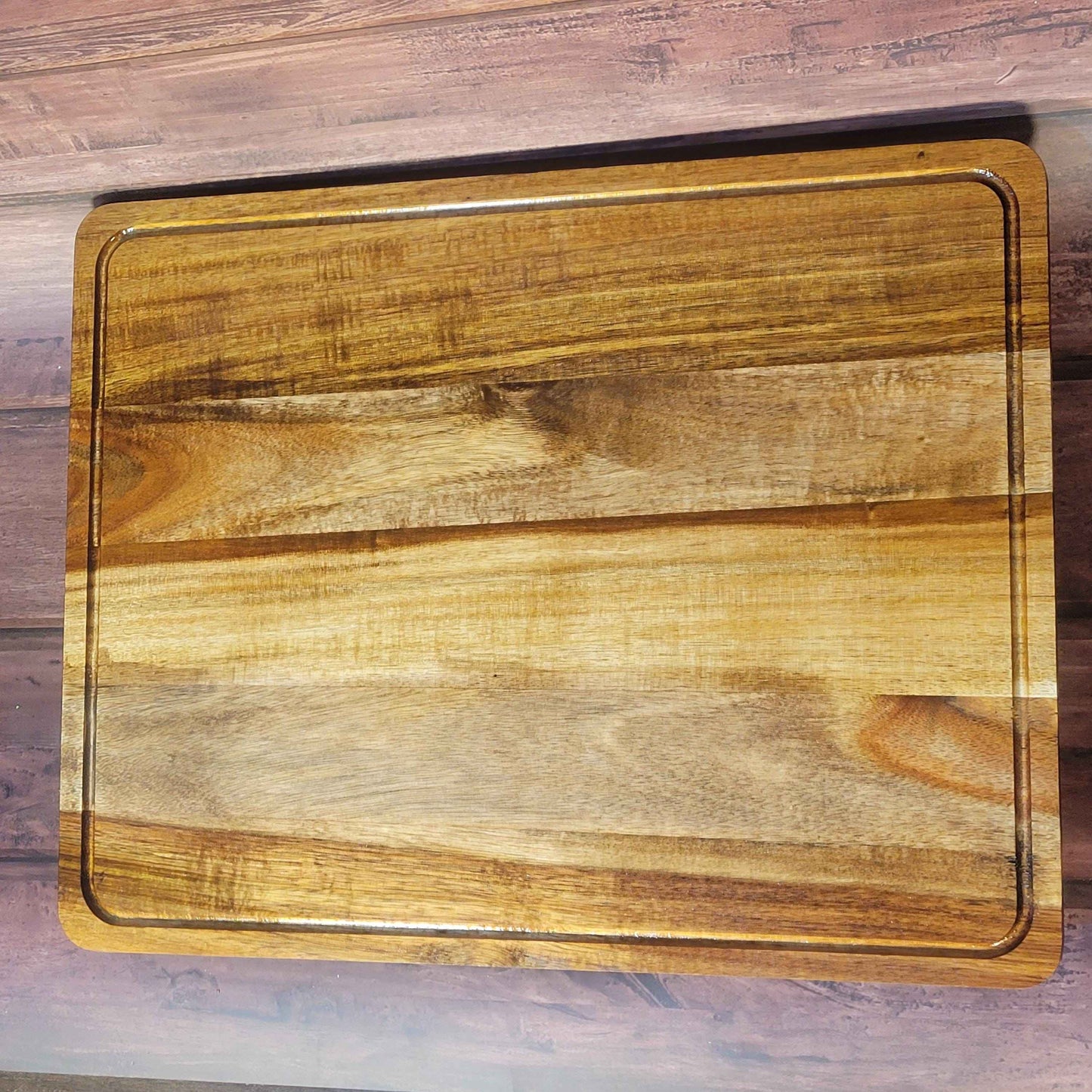 Fine Acacia Wood 18"w x 14"h Cutting/Serving/Charcuterie Board w/ Juice Grooves - Invictus Supply Co.