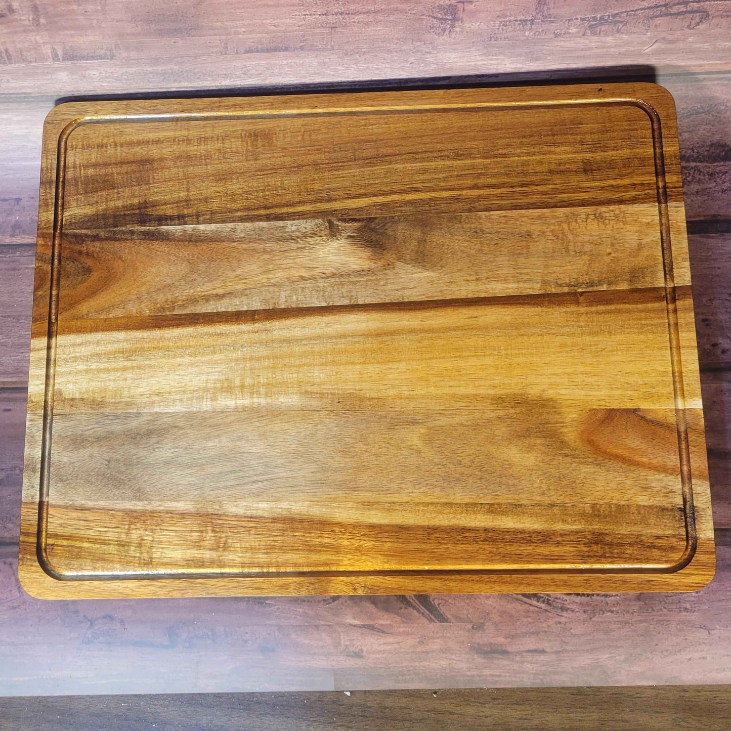 Fine Acacia Wood 18"w x 14"h Cutting/Serving/Charcuterie Board w/ Juice Grooves - Invictus Supply Co.