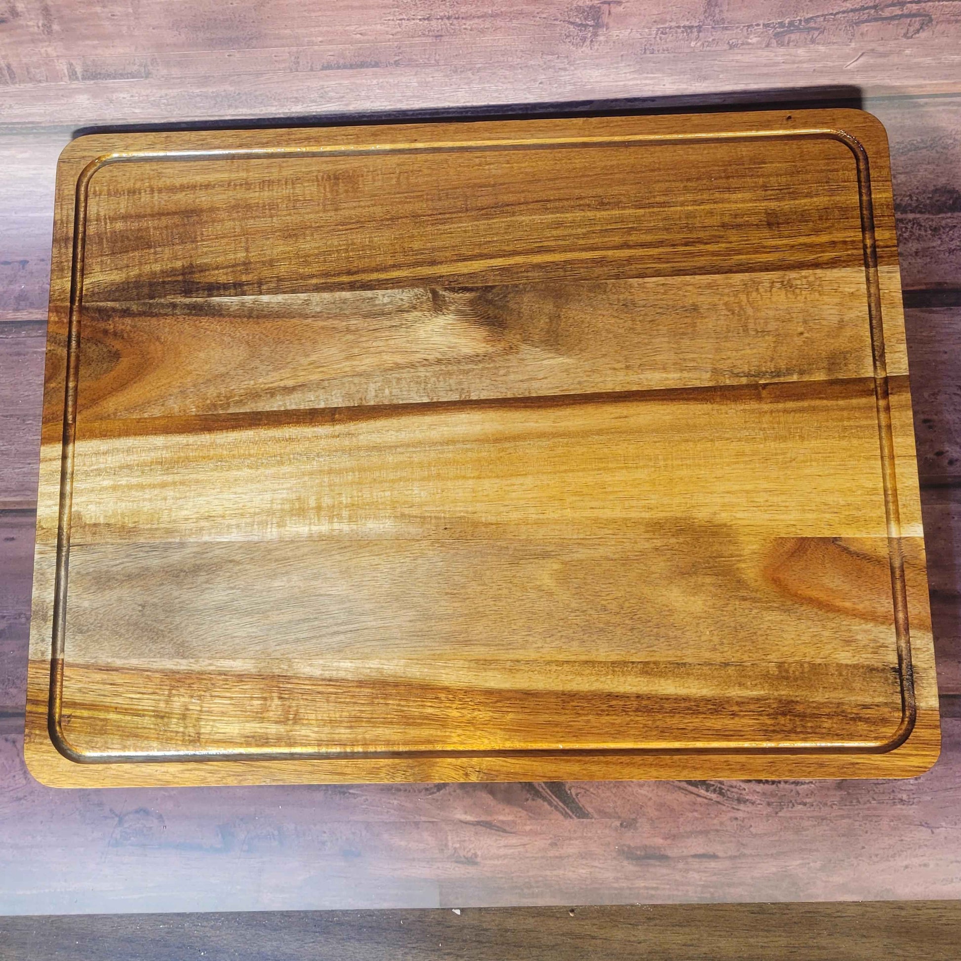 Fine Acacia Wood 18"w x 14"h Cutting/Serving/Charcuterie Board w/ Juice Grooves - Invictus Supply Co.