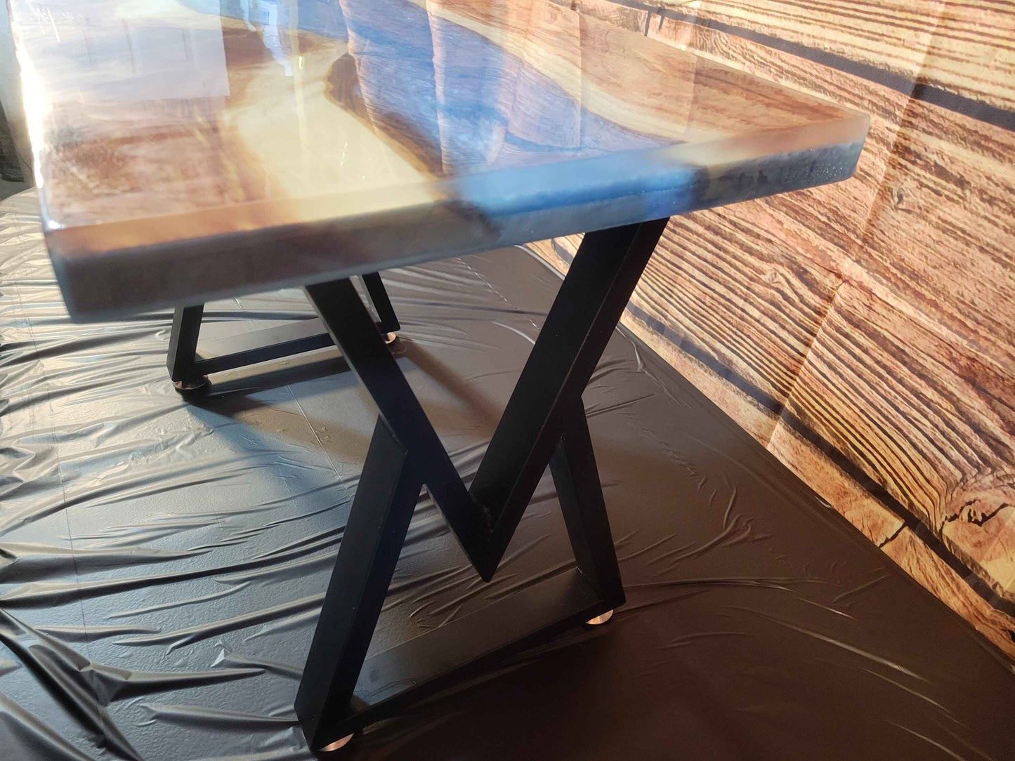 Fine Red Cedar Epoxy River Table 24"L x 16"W x 17"H w/ Steel Legs - Made in USA! - Invictus Supply Co.