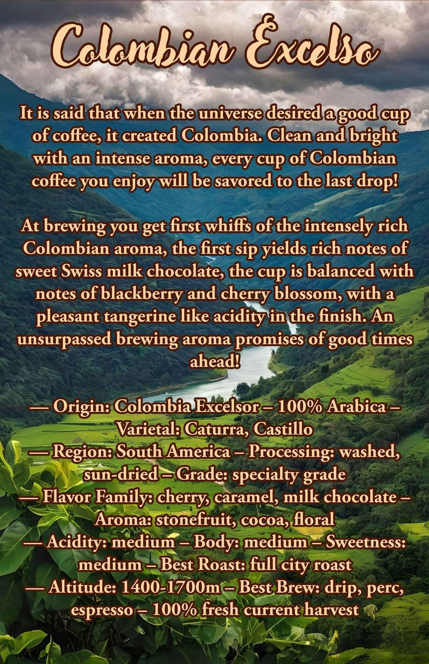 36 Oz Colombian Excelso Coffee Bean Sampler | 100% Arabica Coffee Beans | - Invictus Supply Co.