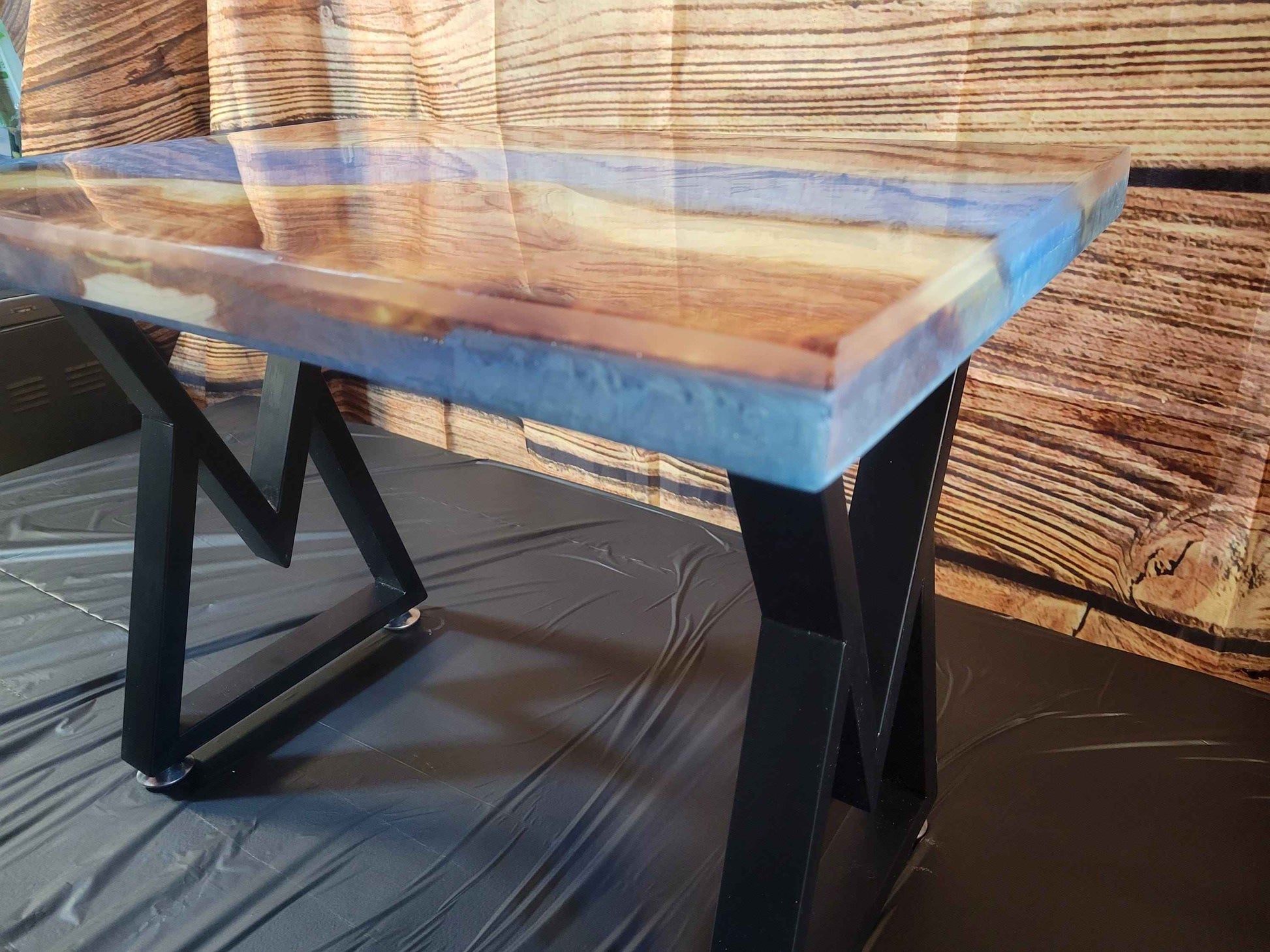 Fine Red Cedar Epoxy River Table 24"L x 16"W x 17"H w/ Steel Legs - Made in USA! - Invictus Supply Co.