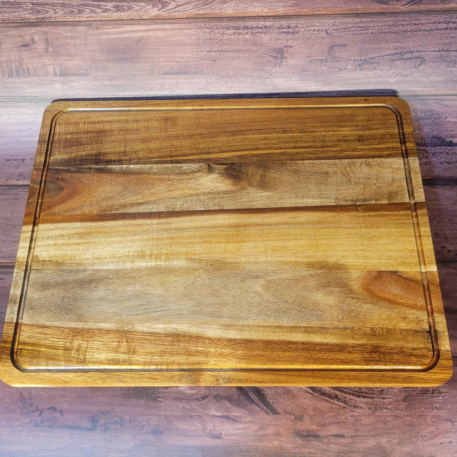 Fine Acacia Wood 18"w x 14"h Cutting/Serving/Charcuterie Board w/ Juice Grooves - Invictus Supply Co.
