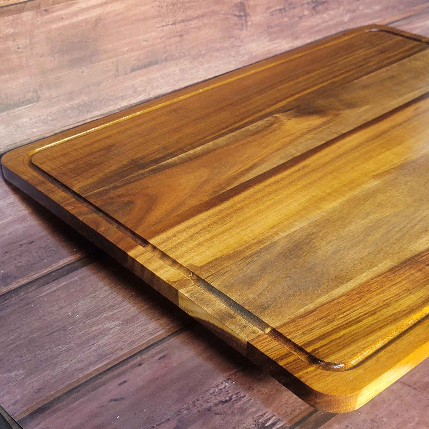 Fine Acacia Wood 18"w x 14"h Cutting/Serving/Charcuterie Board w/ Juice Grooves - Invictus Supply Co.